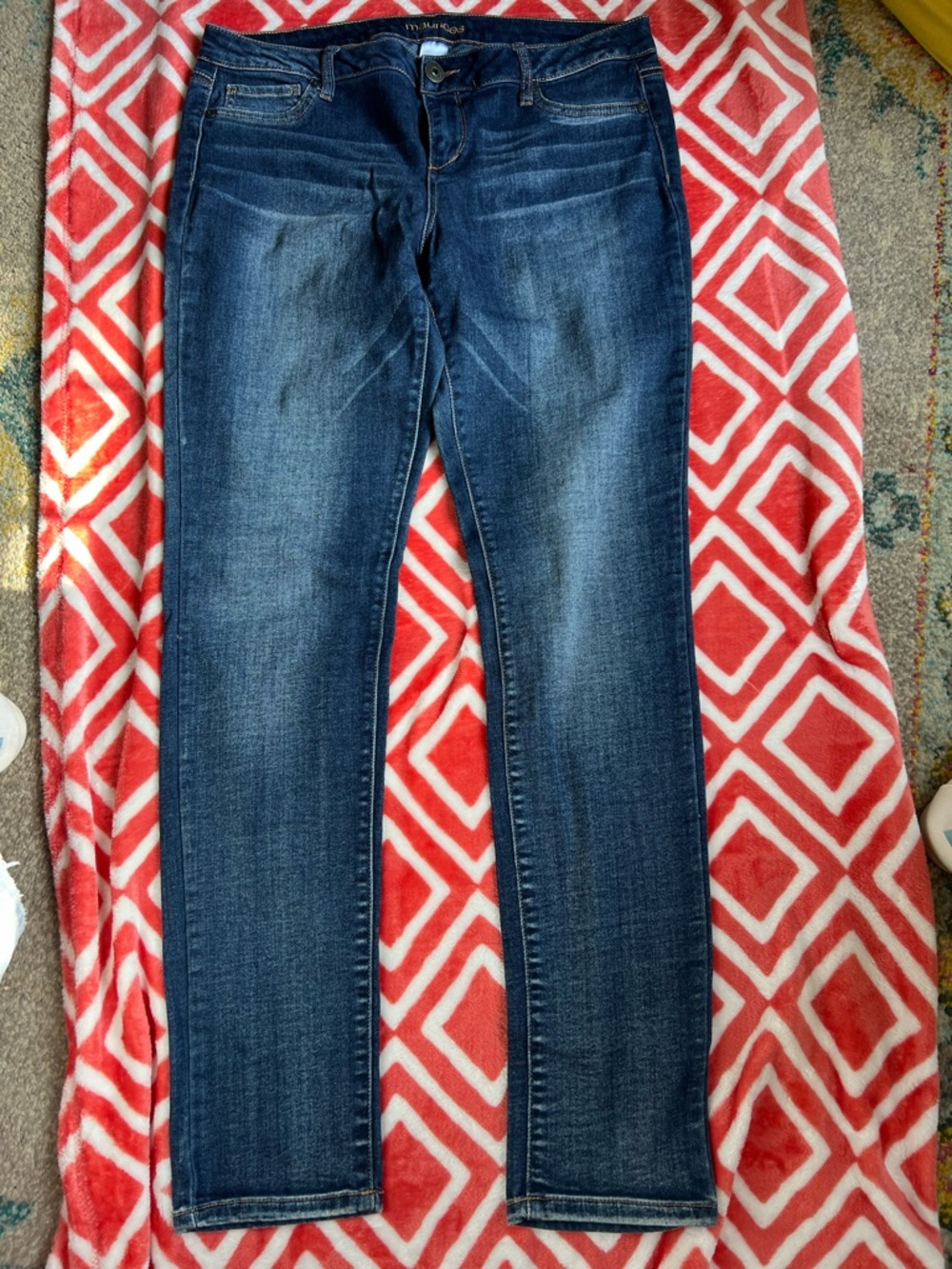 Maurices Dark Blue Skinny Jeans XL Long